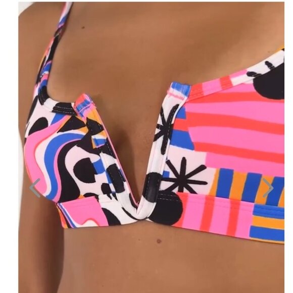NWT OneOne Swimwear Bikini SET Anaheim Pink Retro Jenna Alexa 90s Print NEW - Picture 7 of 10